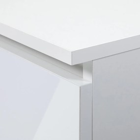 Rohový písací stôl B20 biely ľavý lesk