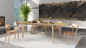 BARI Dub prírodný 180x90 cm (+2 vložky 45 cm) - DREVENÝ STÔL V JAPANDI/ŠKANDINÁVSKOM ŠTÝLE, ROZKLADACÍ DO 270 cm!