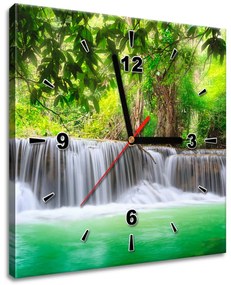 Gario Obraz s hodinami Thajsko a vodopád v Kanjanaburi Rozmery: 40 x 40 cm