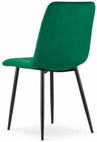 Set 4 kresiel LAVA - tmavozelený zamat / čierne nohy