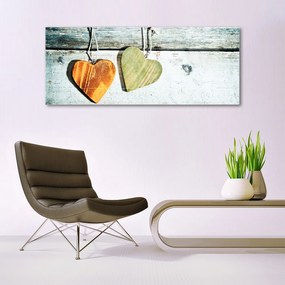 Obraz na skle Srdce drevo umenie 100x50 cm