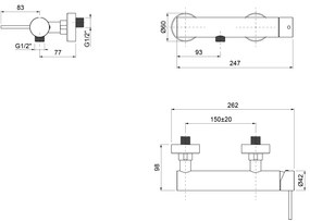 Sapho Sapho, ULTRAMIX nástenná sprchová batéria, čierná mat/chróm, UT011BC