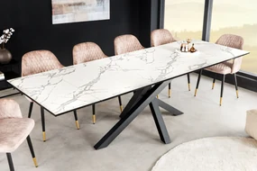 Jedálenský stôl Elegancia Keramika biely 180-220-260 cm Mramor