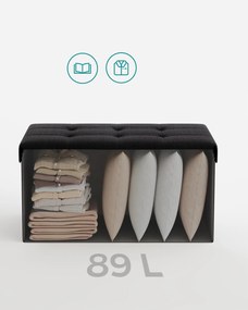 SONGMICS úložný taburet, skladací sedací pult, 38×76×38 cm, čierny