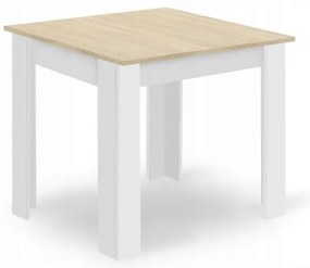 Jedálenský štvorcový stôl dub sonoma / biely so štyrmi stoličkami OSAKA sivé / hnedé