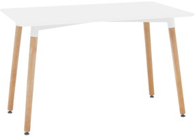 Jedálenský stôl, biela/buk, 120x80 cm, DIDIER 5 NEW