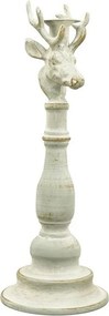 Šedý antik kovový svietnik ArtFerro s jeleňom - 13,5*13,5*37cm