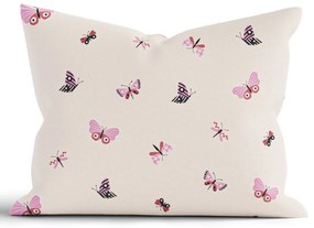 Bavlnená obliečka na vankúš Renforcé 70 × 90 cm – Motýliky béžové