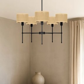 Luster na tyči MADELA 5xE14/40W/230V juta/čierna