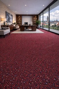 Timzo, Koberec metráž New Techno 3558 vínovej, na mieru, šíře 4m,5m, červená, ab (mriežka), chodba / predsieň