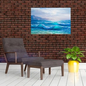 Obraz - Olejomaľba mora s čajkami (90x60 cm)