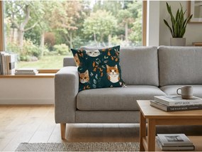 Bavlnená obliečka na vankúš CATTAMI POLY 45x45 cm, tmavozelená