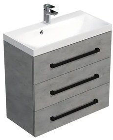 Kúpeľňová skrinka s čiernou úchytkou a umývadlom SAT Cube Way 80x76,5x40 cm betón mat CUBE2C803BE, 1 ks