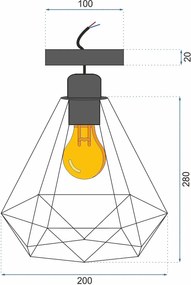 Toolight - Stropná lampa Reno 1xE27 180986D, čierna, OSW-00015