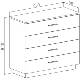 KOMODA MARION 95 cm KAŠMÍR ZLATÉ ÚCHYTKY LED
