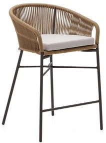Béžová kovová/polstrovaná záhradná barová stolička Yanet – Kave Home
