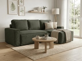 Rozkladacia obojstranná sedacia súprava do L SMART BOUCLE 232x143 cm, tmavozelená