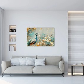 Obraz - Páv so zlatým dekorom (90x60 cm)