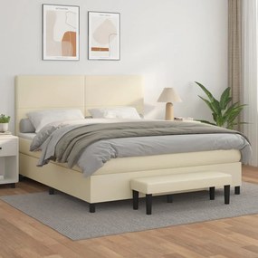Boxspring posteľ s matracom krémová 160x200 cm umelá koža 3137553