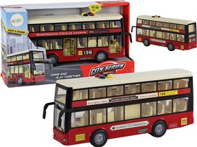 LEAN Toys Mestský poschodový autobus Svetlá znie červeno 1:16