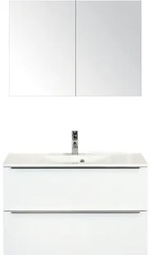 Kúpeľňový nábytkový set Pulse 90 cm s umývadlom biela lesklá a zrkadlovou skrinkou