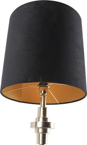 Art Deco stolná lampa zlatá s čiernym zamatovým tienidlom 40 cm - Diverso