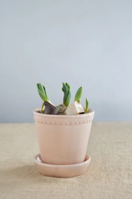 Malý kvetináč Helena s podstavcom s glazúrou 12 cm ružový