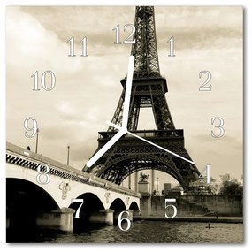 Nástenné sklenené hodiny Paríž 30x30 cm