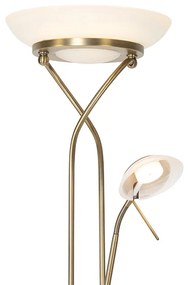 Stojatá lampa bronzová vrátane LED a stmievača s lampou na čítanie - Empoli