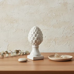 Vianočná keramická dekorácia Chatka šiška 15,9 cm biela