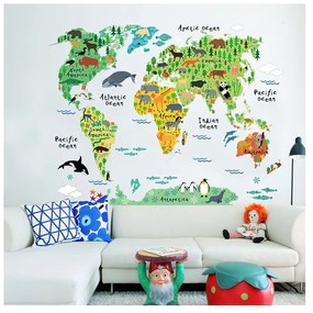 Nástenná detská samolepka Ambiance World Map, 73 × 95 cm