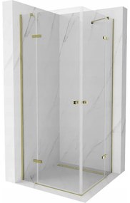 Mexen Roma Duo, sprchovací kút 80 (dvere) x 80 (dvere) cm, 6mm číre sklo, zlatý profil, 854-080-080-50-00-02