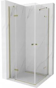 Mexen Roma Duo, sprchovací kút  80 (dvere) x 80 (dvere) cm, 6mm číre sklo, zlatý profil, 854-080-080-50-00-02