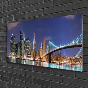 Obraz na skle Most mesto architektúra 125x50 cm