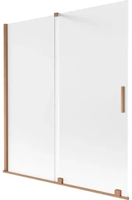 Mexen Velar, 2-krídlová posuvná vaňová zástena 150 x 150 cm, 8mm sklo námraza, medená matná, 896-150-000-31-65