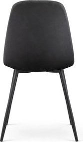 Sada ôsmich jedálenských stoličiek LUMO zamatové, čierne / čierne nohy (8 ks)