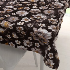 Biante Bavlnený obdĺžnikový obrus Sandra SA-625 Magické lekná na temne hnedom 60x100 cm