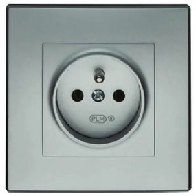 GP-1LZ Jednonásobná zásuvka s uzemnením strieborná metalíza