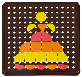 KIK Detská kreatívna mozaika 170 ks – puzzle 5 farieb, doska a 10 kariet (3+)