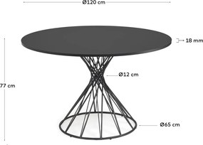Čierny okrúhly jedálenský stôl s čiernou doskou ø 120 cm Niut – Kave Home