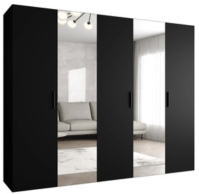 Šatníková skriňa 250 cm Borry 2 (čierna + čierna). Akcia -20%. Vlastná spoľahlivá doprava až k Vám domov. 1125838