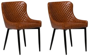 Sada 2 jedálenských stoličiek z umelej kože hnedá SOLANO Beliani