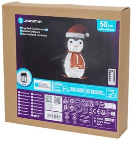 Aigostar - LED vonkajšia vianočná dekorácia 50xLED/3xAA IP44 tučniak