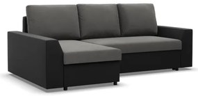 Rohová rozkladacia sedačka LUGO tmavosivá / čierna