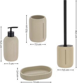 Sada kúpeľňových doplnkov Elya, béžová/s čiernymi prvkami