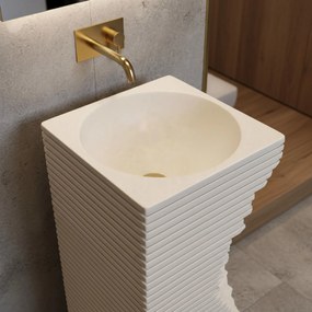 Rea Travena Square, voľne stojace umývadlo 400×400×840 mm, béžová-ecru, REA-U3534