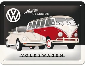 Plechová ceduľa Volkswagen VW - Mett the Classics, (20 x 15 cm)