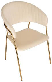 Jedálenská stolička COLIN zamatová, zlatá / béžová