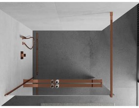 Mexen Kioto, sprchová zástena s poličkou a držiakom na uteráky 70 x 200 cm, 8mm sklo s efektom zrkadla, profil ružové zlato, 800-070-121-60-50