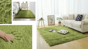 Shaggy koberec Lana v zelenej farbe – obdĺžnikový tvar Rozmer: 120x170 cm